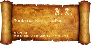 Menkina Krisztofer névjegykártya